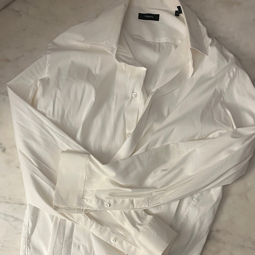 Theory Men's Cream Dress Shirt